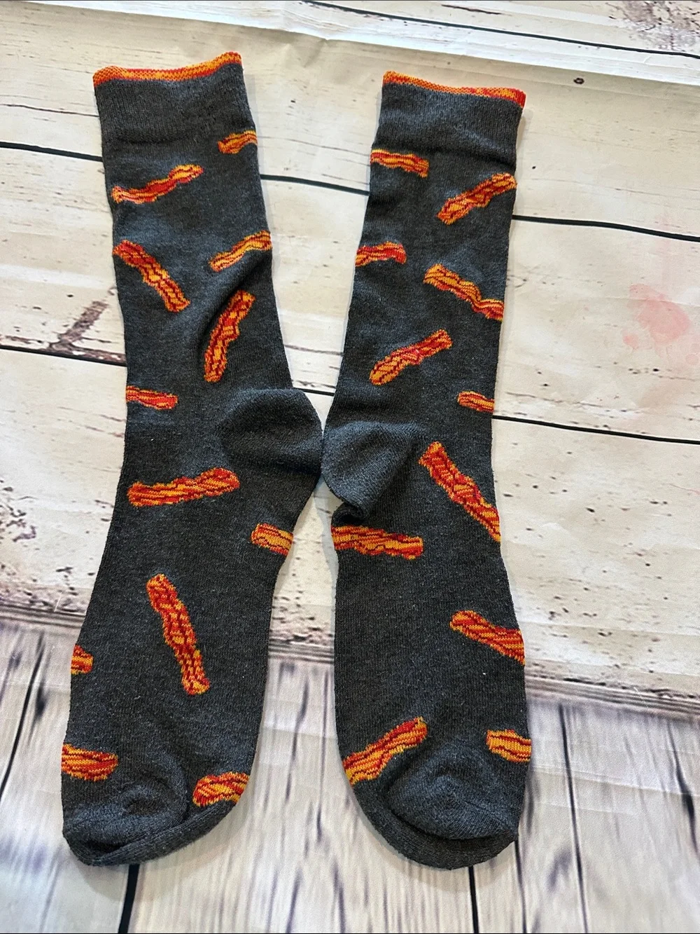 Novelty Pizza & Bacon Crew Socks - Men's Fun Food Socks